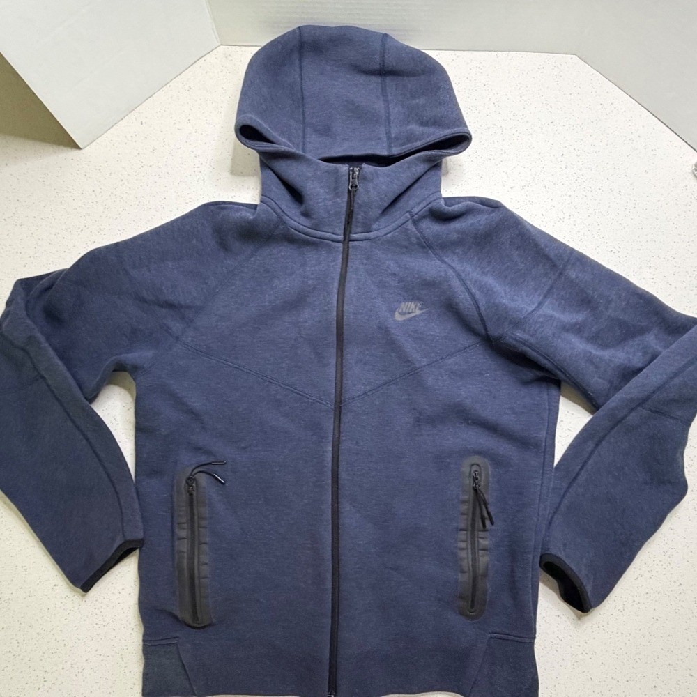 Nike Tech Fleece Full Zip Hoodie Mens Medium Navy Blue Windrunner Sweatshirt